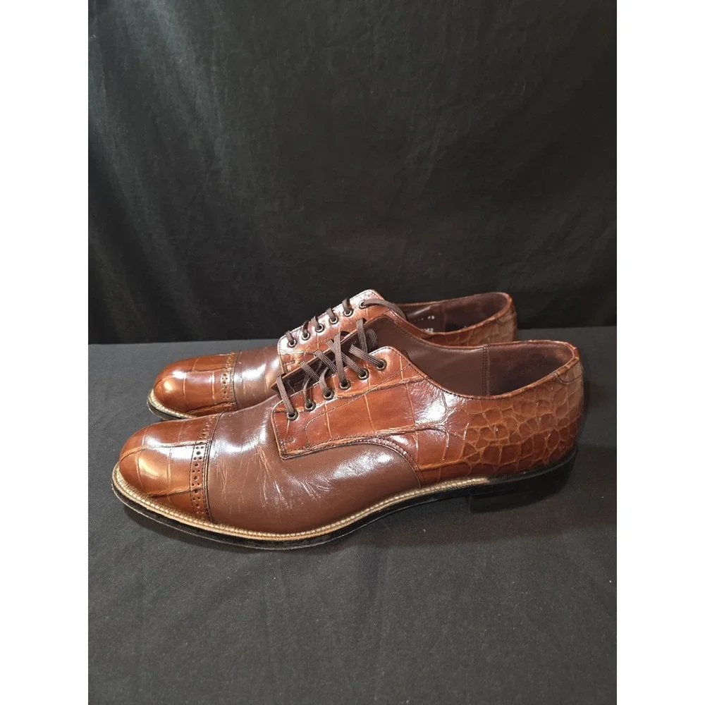 Stacy Adam's‎ Madison Croc Lace Up Embossed Shoes Men's Size 10.5D
